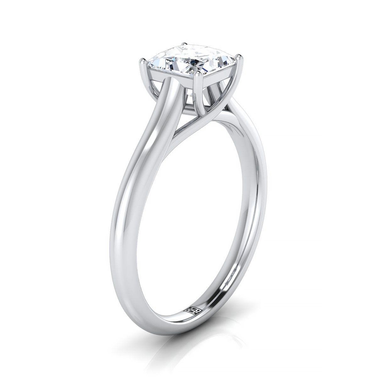 แหวนเพชรไวท์โกลด์ 18K ทรงพรินเซส ทรงโค้งมน Classic Comfort Fit Solitaire