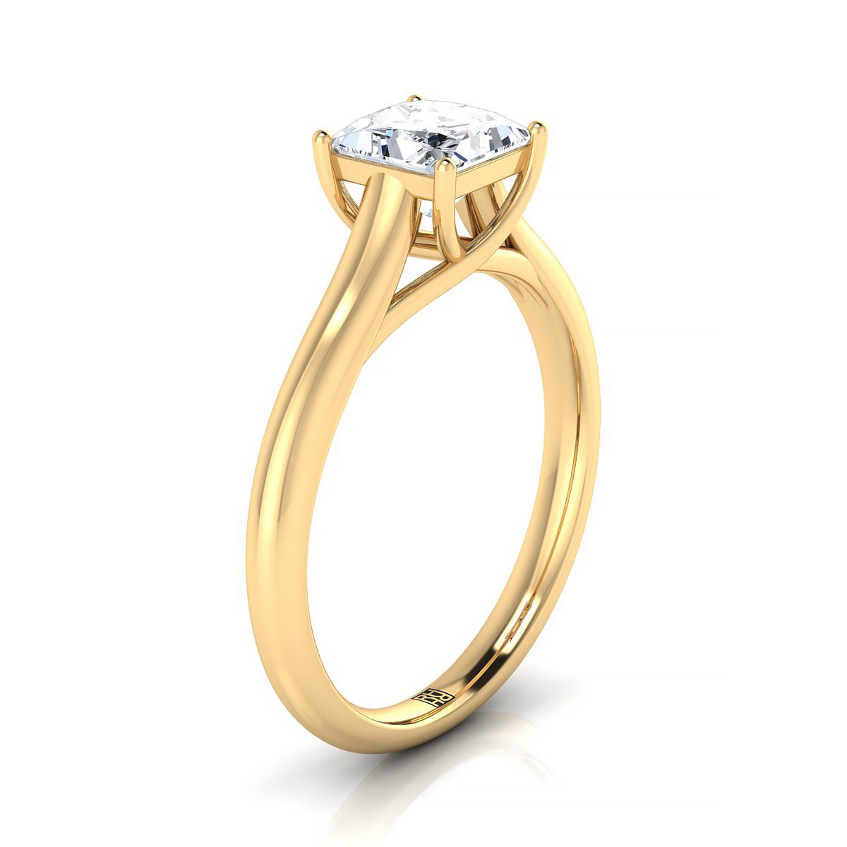 แหวนหมั้นเพชรเยลโลว์โกลด์ 18K ทรงโค้งมน Classic Comfort Fit Solitaire