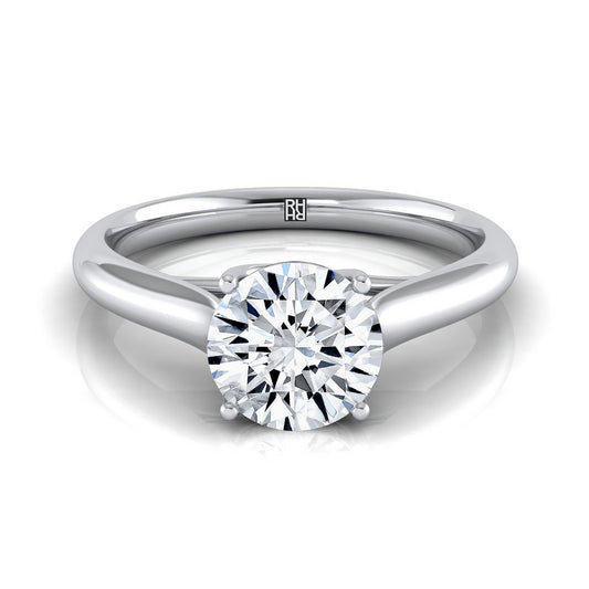 18K White Gold Round Brilliant Rounded Classic Comfort Fit Solitaire Ring