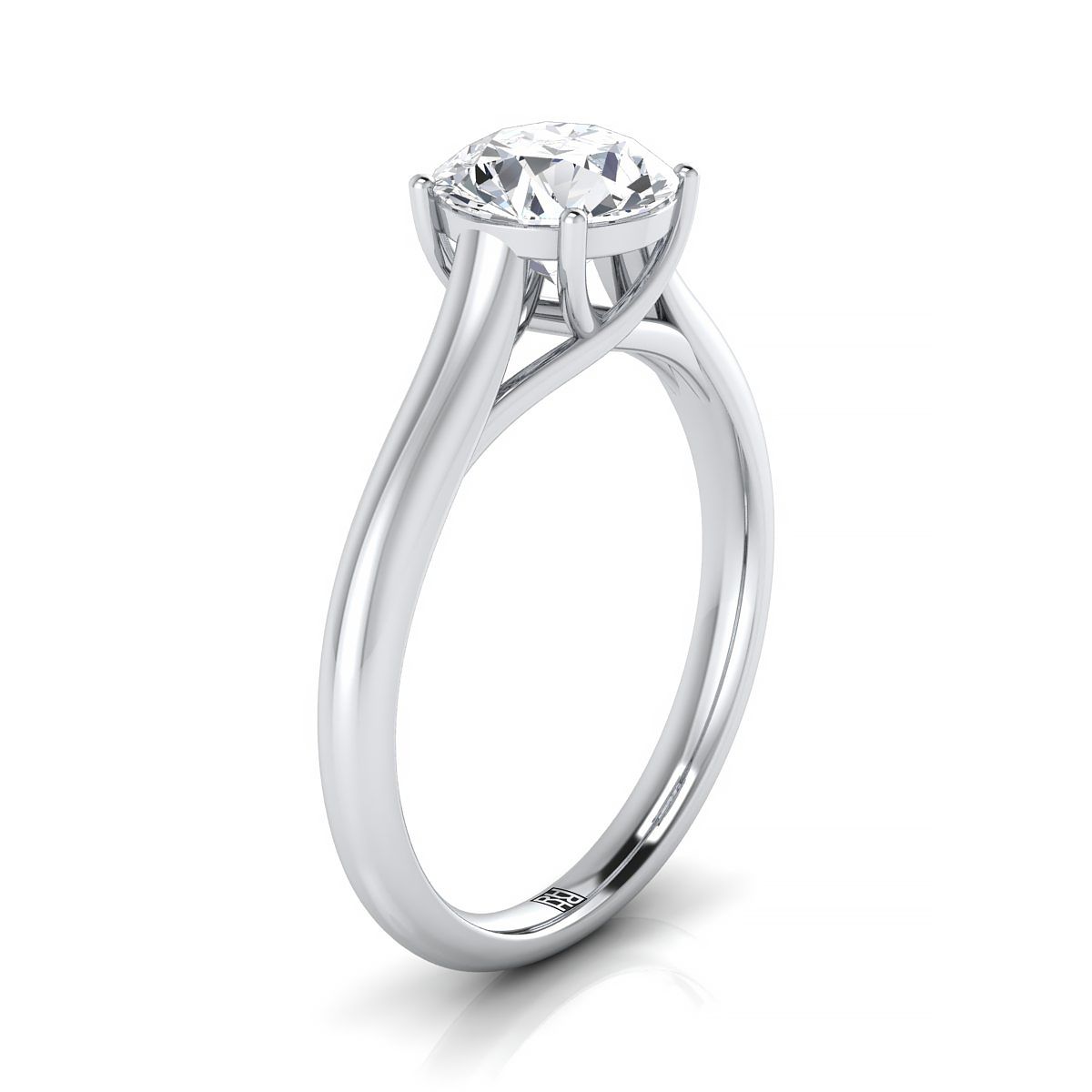 แหวนไวท์โกลด์ 18K ทรงกลมสุกสว่าง Classic Comfort Fit Solitaire Ring