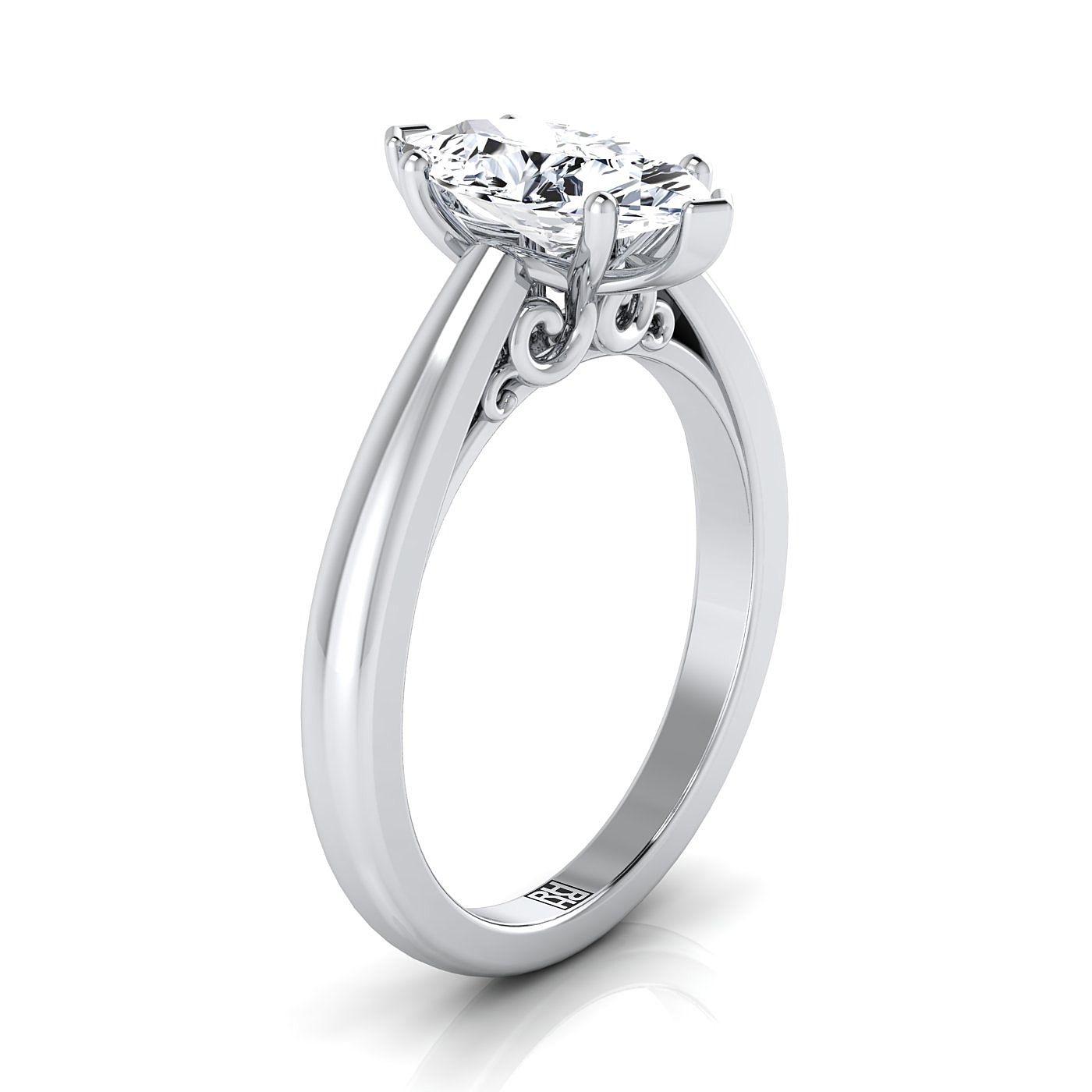 แกลเลอรีภาพเลื่อนแพลตตินัม Marquise Comfort Fit Solitaire แหวนหมั้น