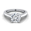 14K White Gold Round Brilliant Scroll Gallery Comfort Fit Solitaire Engagement Ring