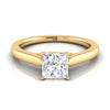 แหวนหมั้นเพชรเม็ดเดี่ยว 18K Yellow Gold Princess Cut Scroll Gallery Comfort Fit Solitaire