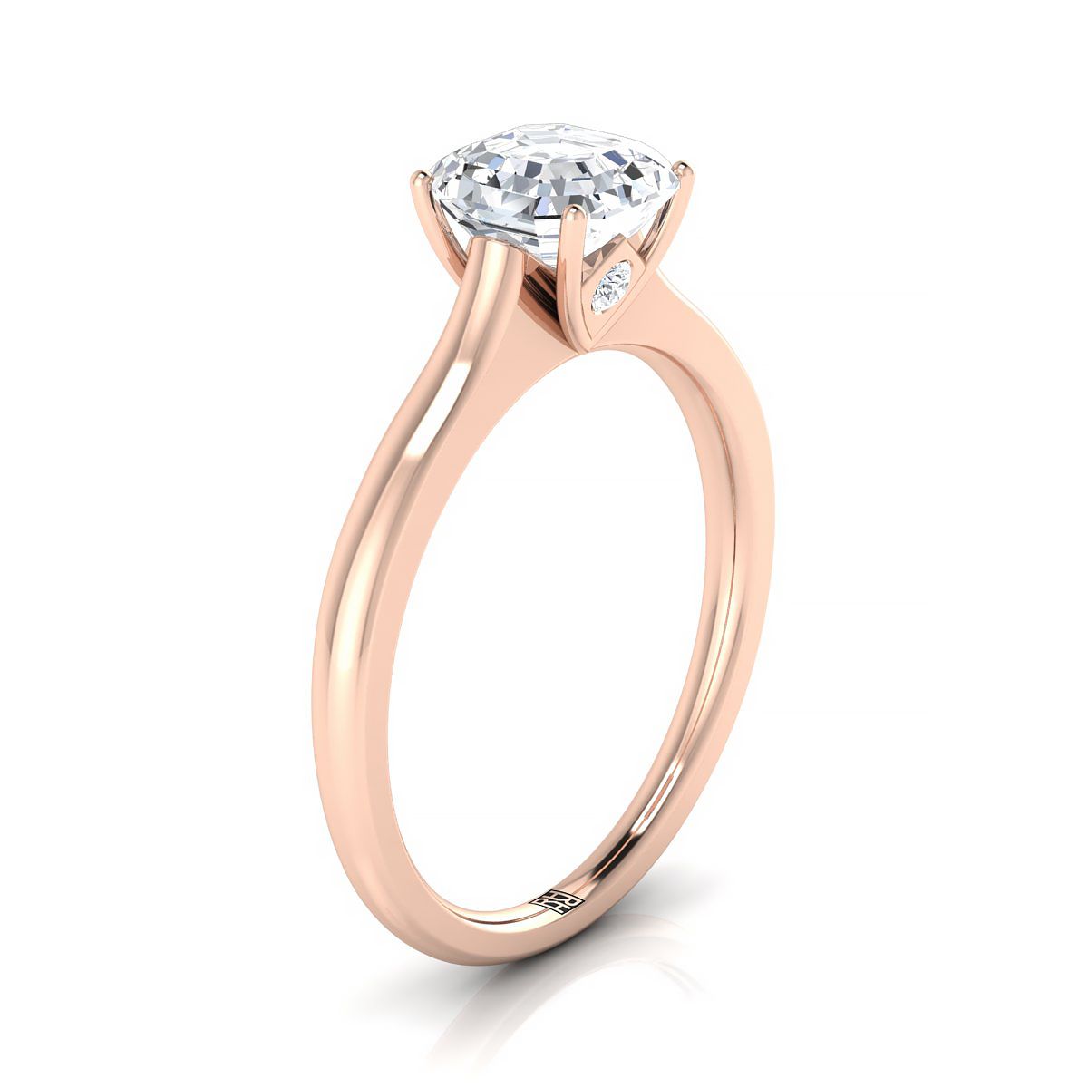 แหวนหมั้นหินลับ Asscher Cut Cathedral Solitaire 14K Rose Gold