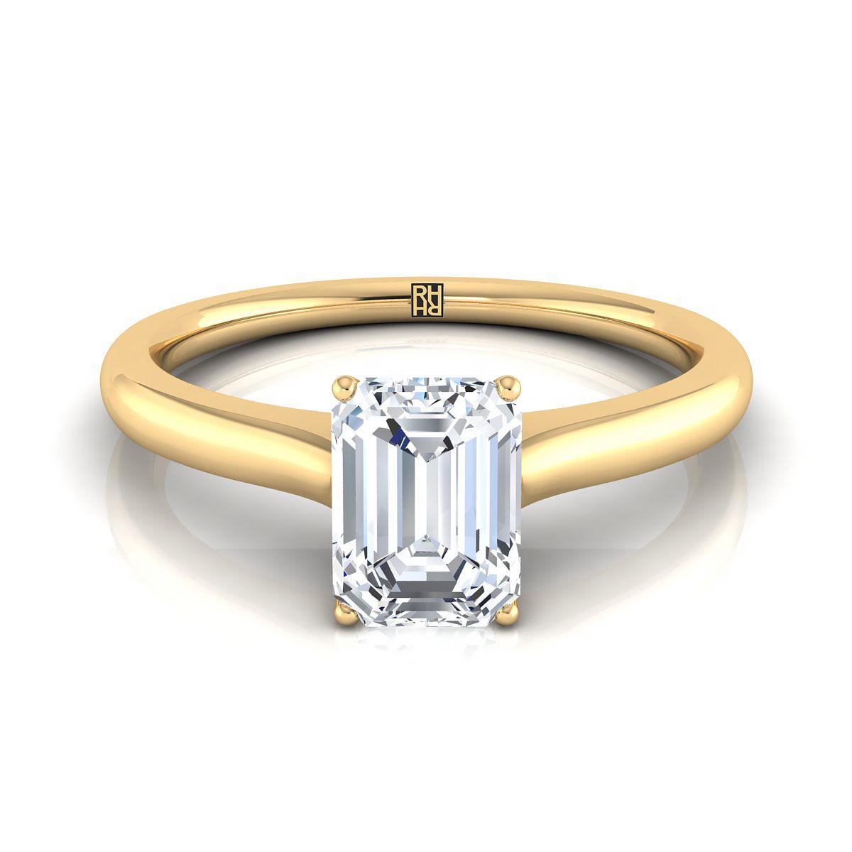 18K สีเหลืองทองมรกตตัดมหาวิหาร Solitaire เซอร์ไพรส์แหวนหมั้นหินลับ