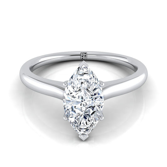 แหวนหมั้นทองคำขาว 18K Marquise Cathedral Solitaire เซอร์ไพรส์แหวนหมั้นหินลับ