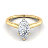 14K Yellow Gold Marquise Cathedral Solitaire แหวนหมั้นหินลับสุดเซอร์ไพรส์