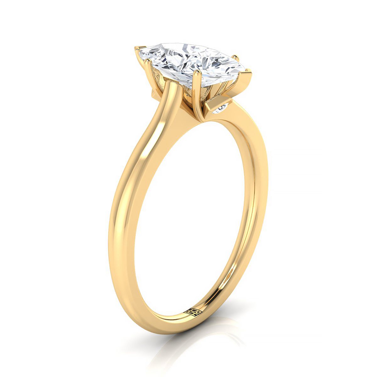 18K Yellow Gold Marquise Cathedral Solitaire แหวนหมั้นหินลับสุดเซอร์ไพรส์