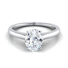 14K White Gold Oval Cathedral Solitaire Surprise Secret Stone แหวนหมั้น