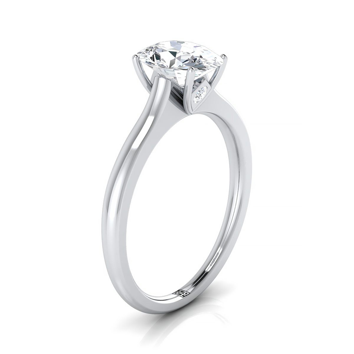 18K White Gold Oval Cathedral Solitaire Surprise Secret Stone แหวนหมั้น