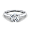 14K White Gold Round Brilliant Cathedral Solitaire Surprise Secret Stone Engagement Ring