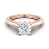 14K Rose Gold Cushion Comfort Fit Cathedral Solitaire Diamond Engagement Ring