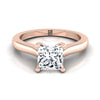 แหวนหมั้นเพชร 14K Rose Gold Princess Cut Comfort Fit Cathedral Solitaire