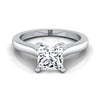 แหวนหมั้นเพชร 18K White Gold Princess Cut Comfort Fit Cathedral Solitaire