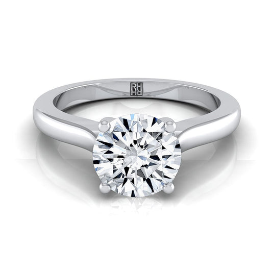 แหวนหมั้นเพชร 14K White Gold Round Brilliant Comfort Fit Cathedral Solitaire Diamond