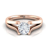 แหวนหมั้นเพชร 14K Rose Gold Cushion Modern Split Shank Solitaire