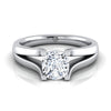 18K White Gold Cushion Modern Split Shank Solitaire Engagement Ring