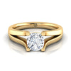 18K Yellow Gold Cushion Modern Split Shank Solitaire Engagement Ring