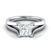 18K White Gold Princess Cut Modern Split Shank Solitaire Engagement Ring