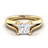 แหวนหมั้นเพชรสีเหลืองทอง 14K Princess Cut Modern Split Shank Solitaire