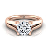 แหวนหมั้นเพชร 14K Rose Gold Round Brilliant Modern Split Shank Solitaire