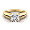 18K Yellow Gold Round Brilliant Modern Split Shank Solitaire Engagement Ring