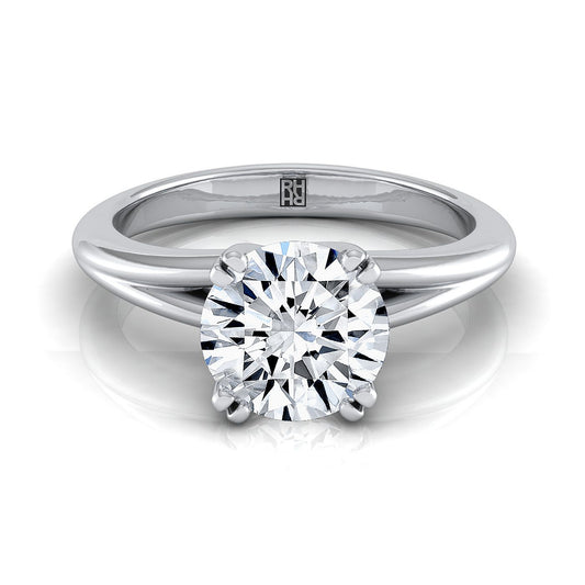 แหวนหมั้นเพชร 14K White Gold Round Brilliant East West Eight Claw Comfort Fit Solitaire