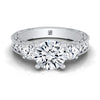 14K White Gold Round Brilliant Diamond Hand แกะสลักสามหิน Vintage Channel แหวนหมั้น -3/4ctw