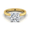 18K สีเหลืองทอง Round Brilliant Diamond ซ่อน Pave Basket Crown Solitaire แหวนหมั้น -1/10ctw