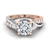 14K Rose Gold Round Brilliant Diamond Inspired Twist บนแหวนหมั้นหินสามคลาสสิก -3/8ctw