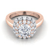 14K Rose Gold Cushion Diamond Stair Step Double Halo Engagement Ring -1/2ctw