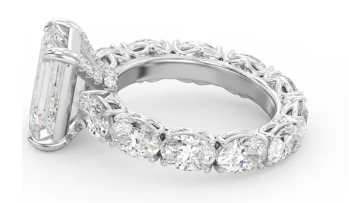 Custom 14K White Gold Eternity Style Engagement Ring with Oval Lab Created Diamonds with Center Diamond Lab Oval 2.4ct E VVS2 IGI LG636426654