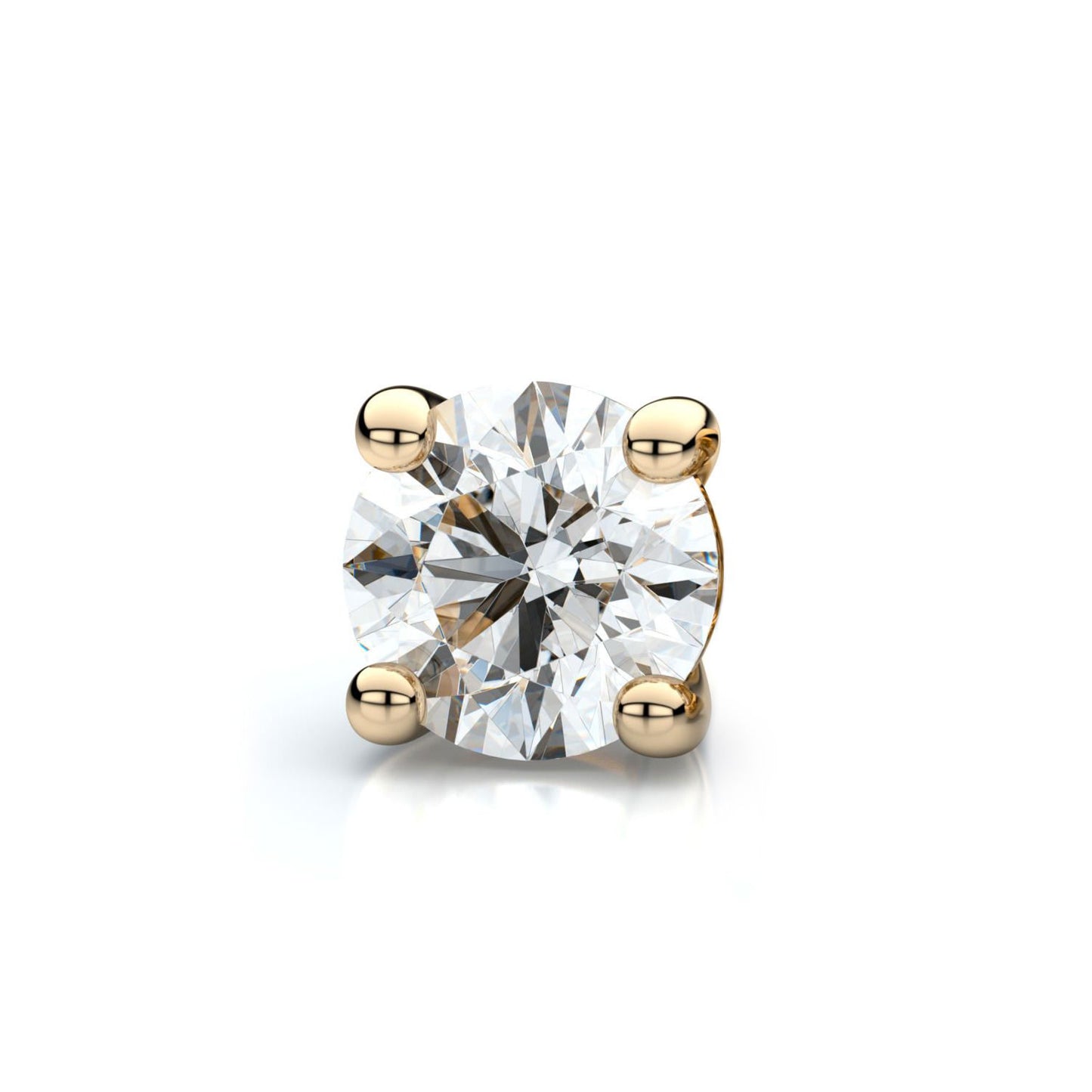 18k Yellow Gold 4-prong Round Diamond Single Stud Earring 0.16ctw (3.5mm Ea), F-g Color, Vs Clarity