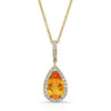 Citrine Pear And Diamond Halo Pendant In 14k Yellow Gold  (1/2 Ct. Tw.)