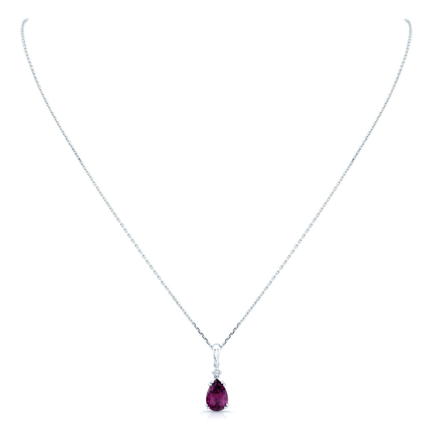 Rhodolite Garnet & Diamond Pendant In 14k White Gold