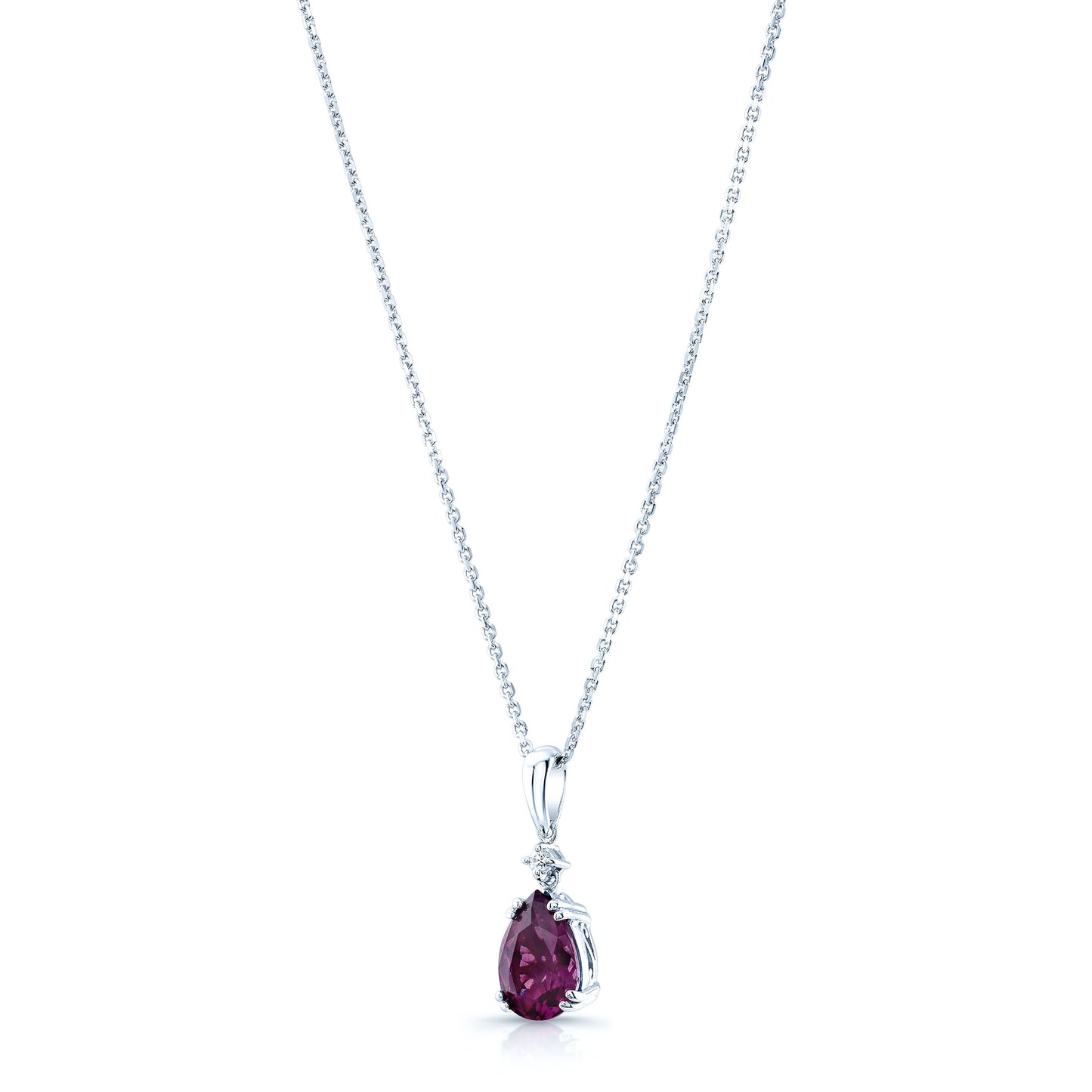 Rhodolite Garnet & Diamond Pendant In 14k White Gold