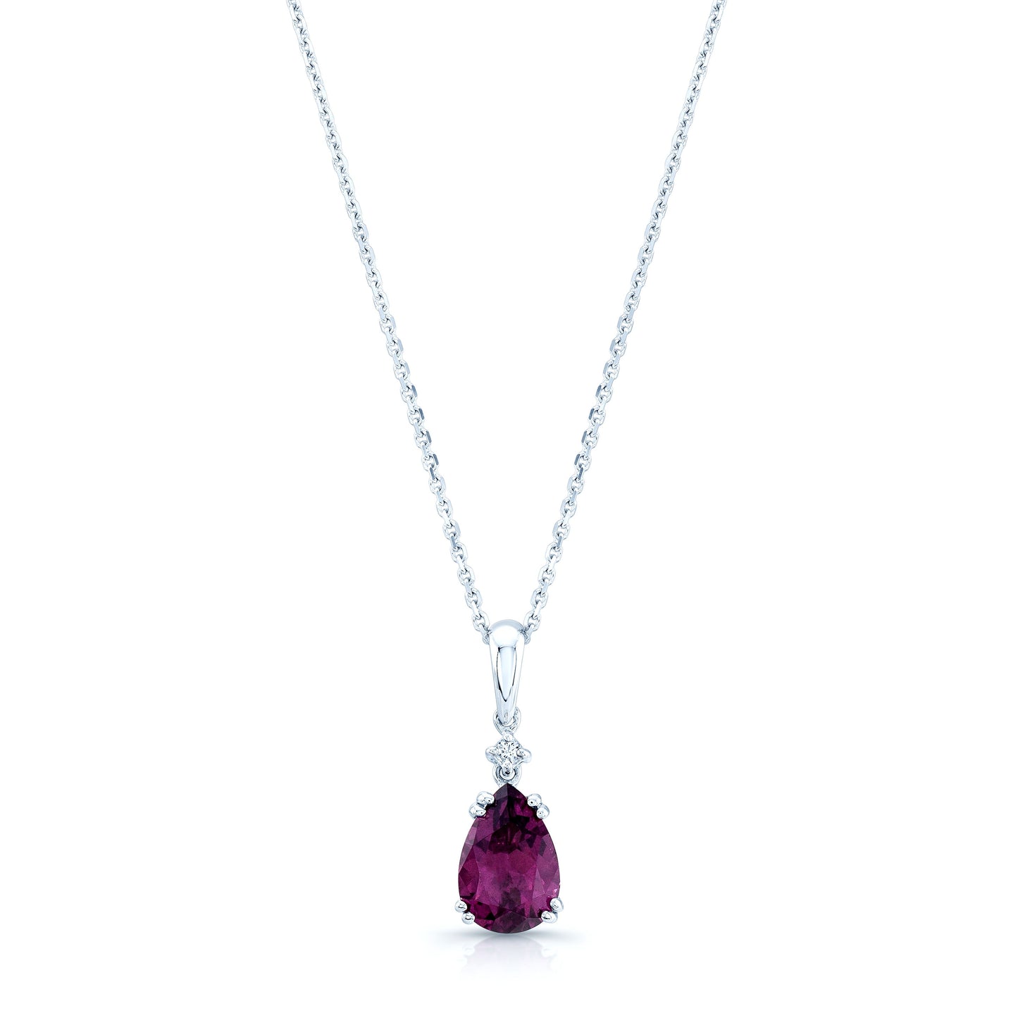 Rhodolite Garnet & Diamond Pendant In 14k White Gold