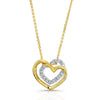 จี้เพชร Pave Double Heart ทองคำ 14k ทูโทน