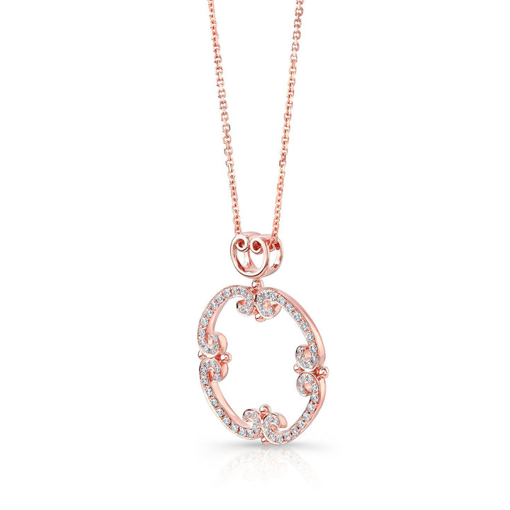 จี้ Curlicue แบบเปิดกรอบเพชร Pave ตัวเรือนโรสโกลด์ 14k