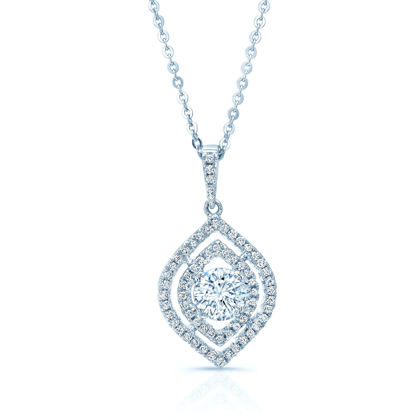 Diamond Double Marquise Frame Pendant In 14k White Gold (custom)