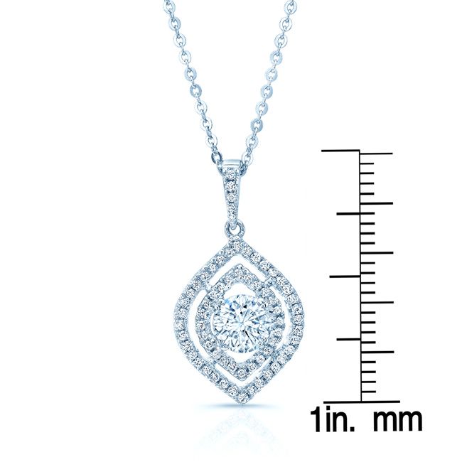 Diamond Double Marquise Frame Pendant In 14k White Gold (custom)