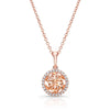 Morganite And Diamond Round Halo Pendant In 14k Rose Gold 18-in Chn