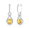 Citrine And Diamond Round Doorknocker Earrings In 14k White Gold (8mm)