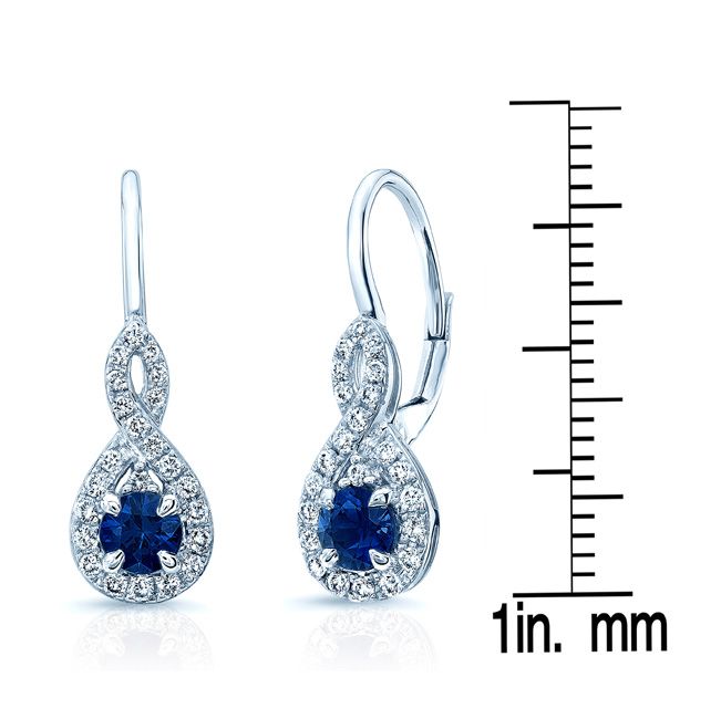 Sapphire And Diamond Earrings In 14k White Gold