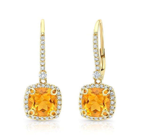 3Ctw Pear Cut cheapest Yellow Citrine And Diamond 14K White Gold Over Silver Push-Back Drop And Dangle Earrings