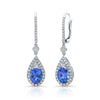 ต่างหู Tanzanite และ Diamond Pave Drop ตัวเรือนไวท์โกลด์ 14k