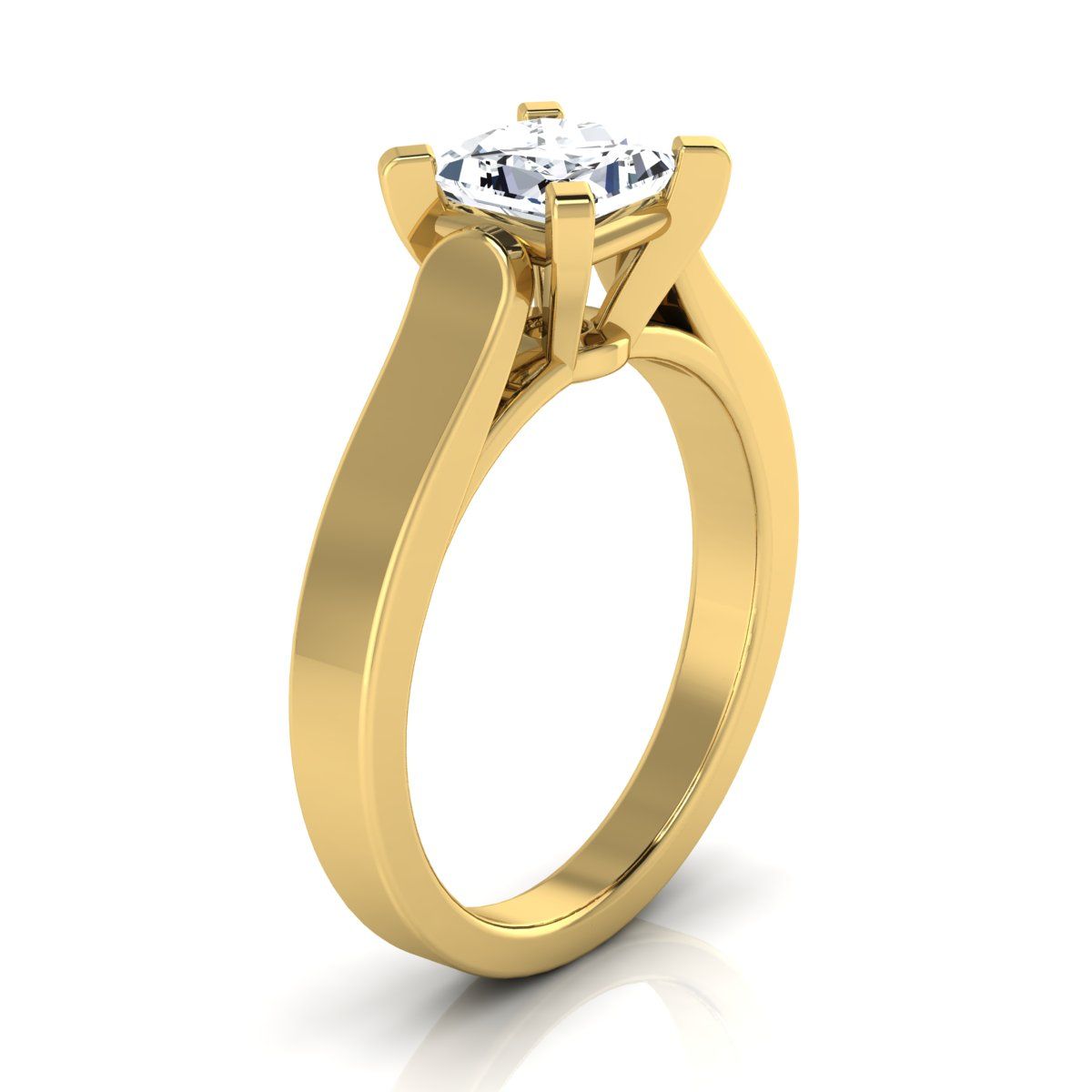 1/2ctw Princess Cut Diamond Solitaire Engagement Ring With Cathedral Setting And Squared Edge Shank In 14k Yellow Gold