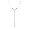 Diamond Pave Double-v และ Solid Bar Y-necklace กุหลาบทอง 14k และทองคำขาว (16-18 ใน Adj Chn)