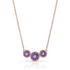 สร้อยคอฝาวงกลม Amethyst Trio ตัวเรือนโรสโกลด์ 14k