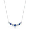 Sapphire And Diamond Graduated 7-stone Necklace With Millgrained Edging In 14k White Gold